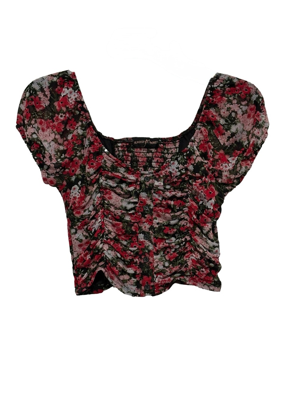 Almost Famous Floral Ruched Crop Top